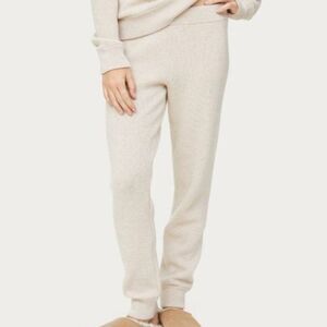 Jenni Kayne Cashmere Blend Waffle Knit Thermal Joggers Oatmeal Size XS